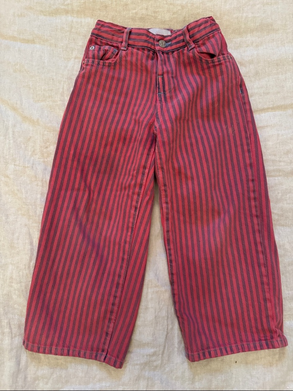 Zara Girls Striped Twill Red & purple Jeans